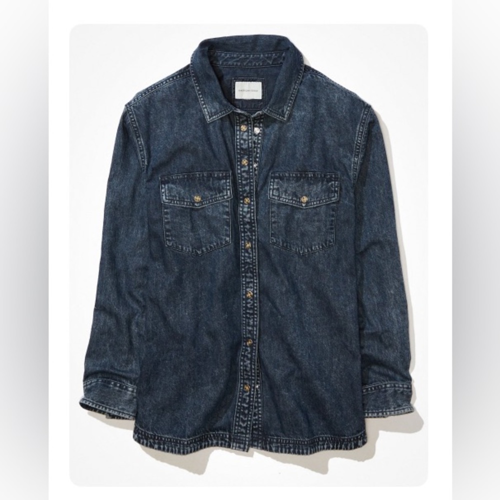 AE Oversized Denim Button Up Shirt